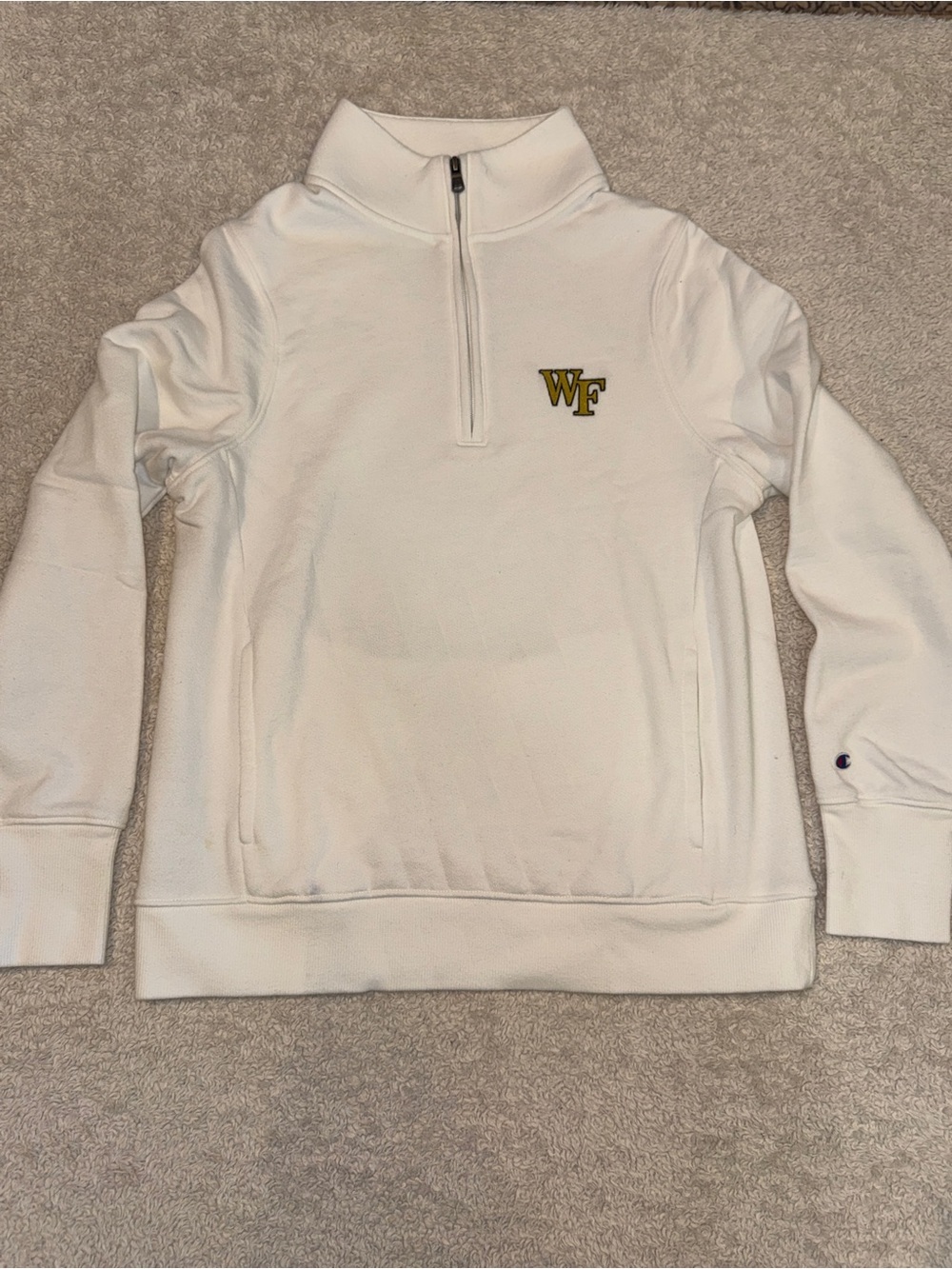 Wake Forest Champion White Quarter Zip Sweatshirt